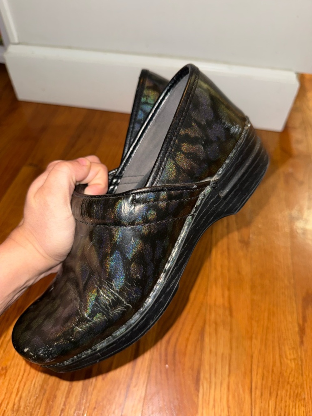 Dansko XP Professional clogs multicolored patent leather metallic cheetah print